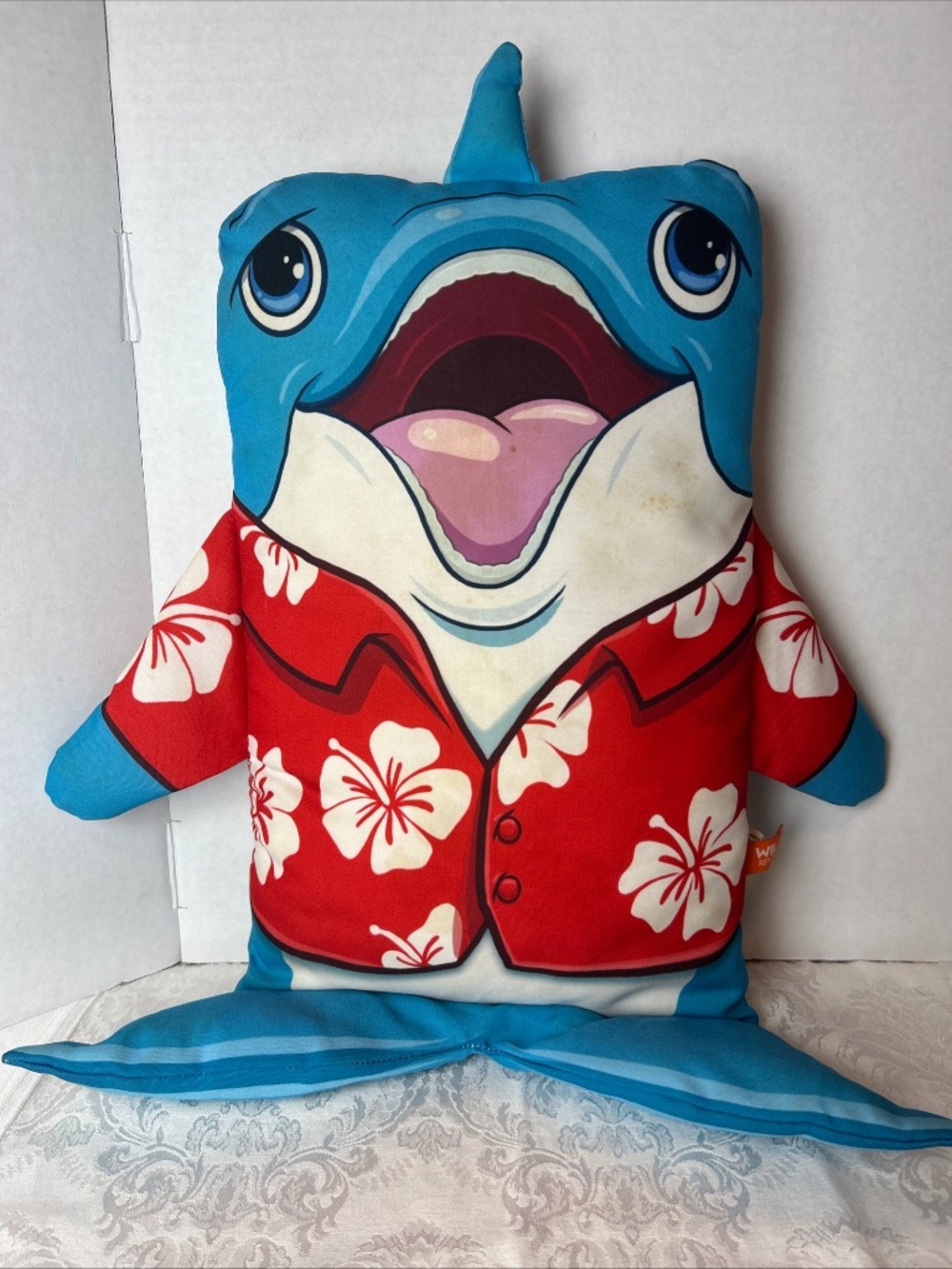 Wild Republic Happy Dolphin Plush Throw Pillow Hawaiian Floral top Kawaii 22"